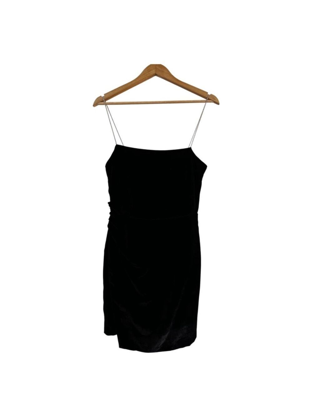 House of Harlow Velvet Mini Dress Rhinestone Strap Black Small